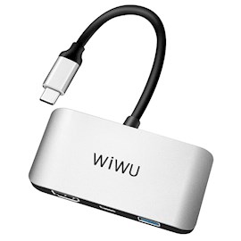 USB ჰაბი Wiwu C2H Alpha, Type-C, USB, HDMI, PD, Hub, Gray